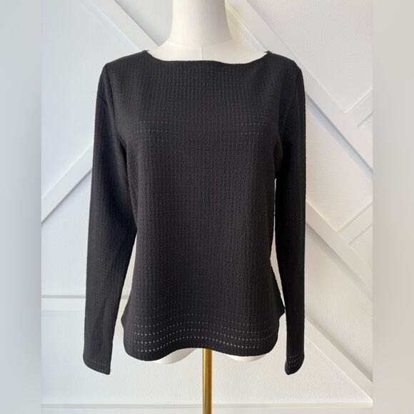 NWT Muse Republic Clothing Black Long Sleeve Perforated Top Size Medium - Picture 1 of 9
